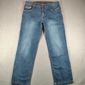 Prana Mens 36x32 Blue Breathe Jeans Stretch Denim Straight Leg EUC Outdoor